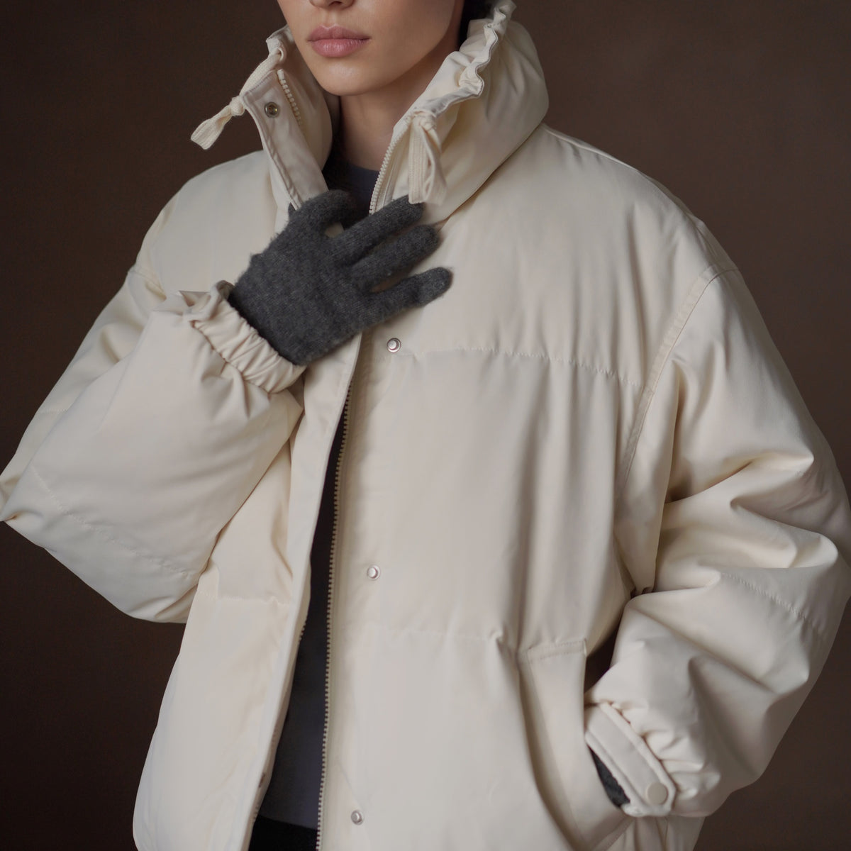 Relaxed Stand-Collar Down Jacket - by chocpi