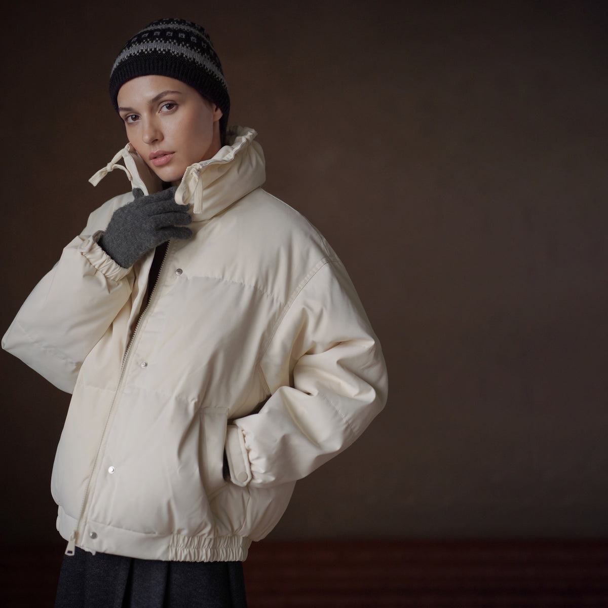 Relaxed Stand-Collar Down Jacket - by chocpi