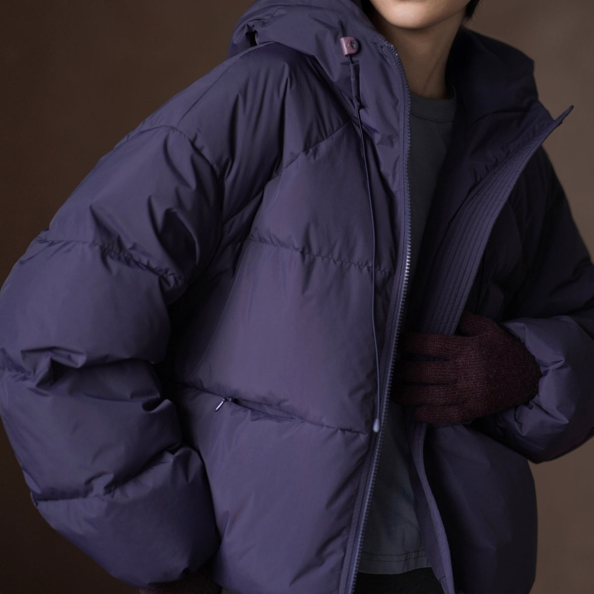 Hooded Down Puffer Jacket, Blue, view 3