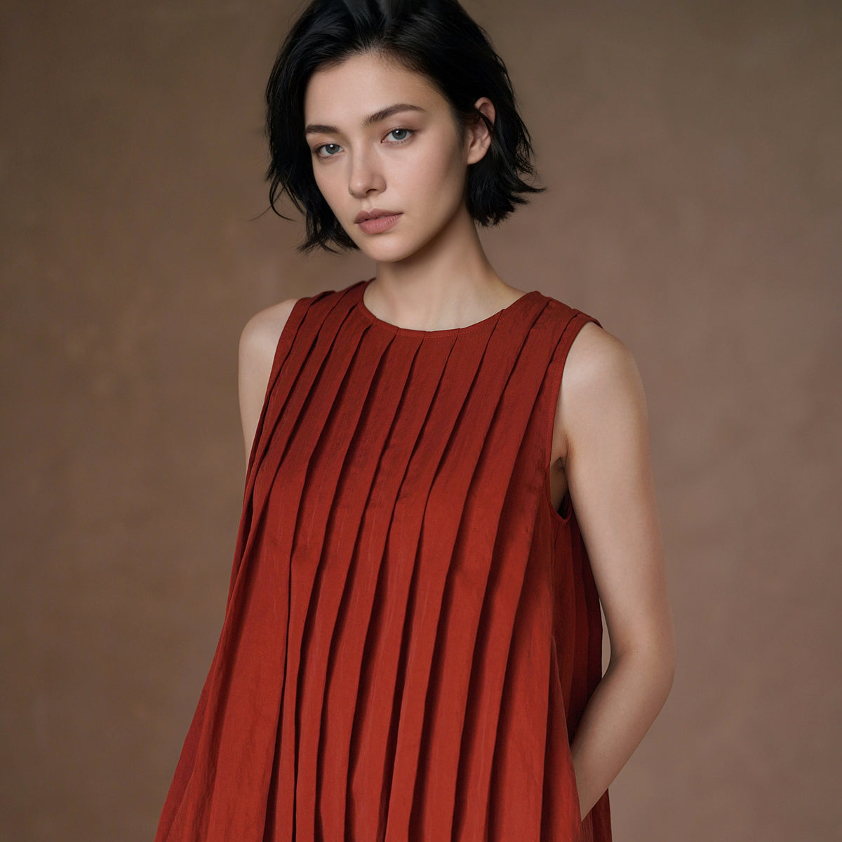 Lyocell-Blend A-Line Mini Dress, Red, view 2