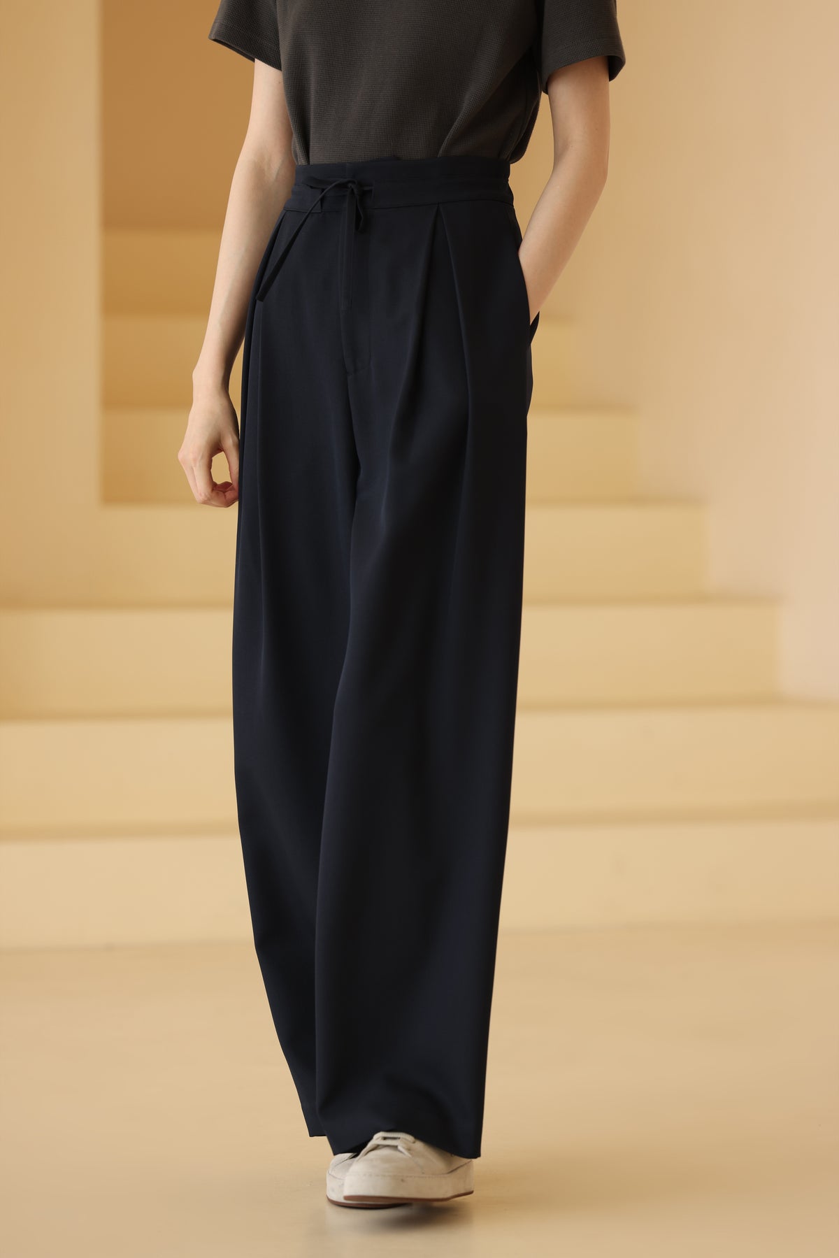 Drawstring Wide-Leg Trousers