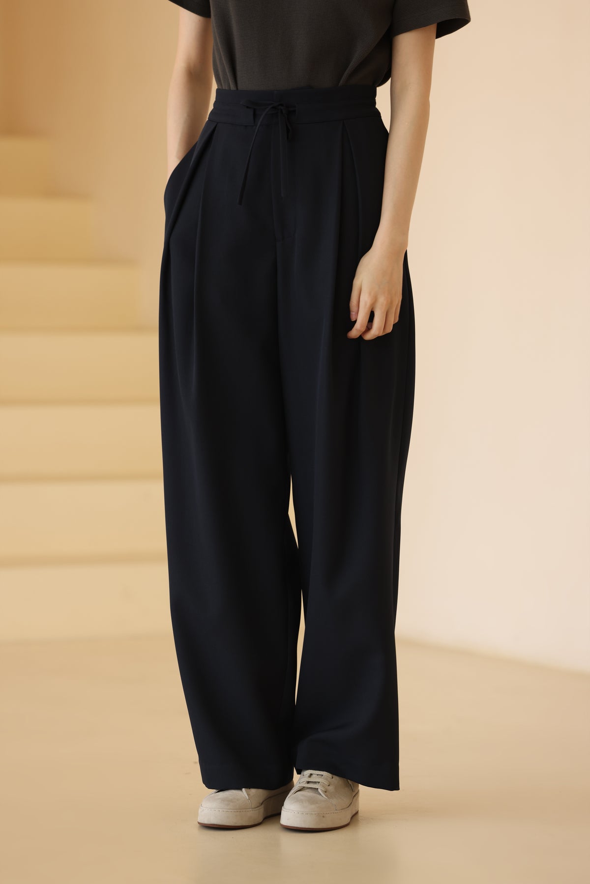 Drawstring Wide-Leg Trousers