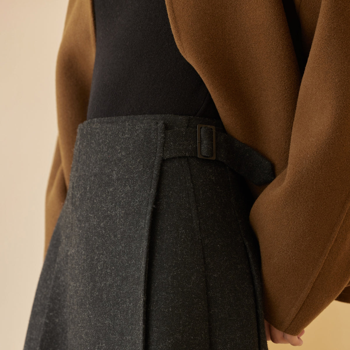 Wool-Blend Pleated Midi Skirt - by chocpi