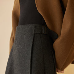 Wool-Blend Pleated Midi Skirt - by chocpi