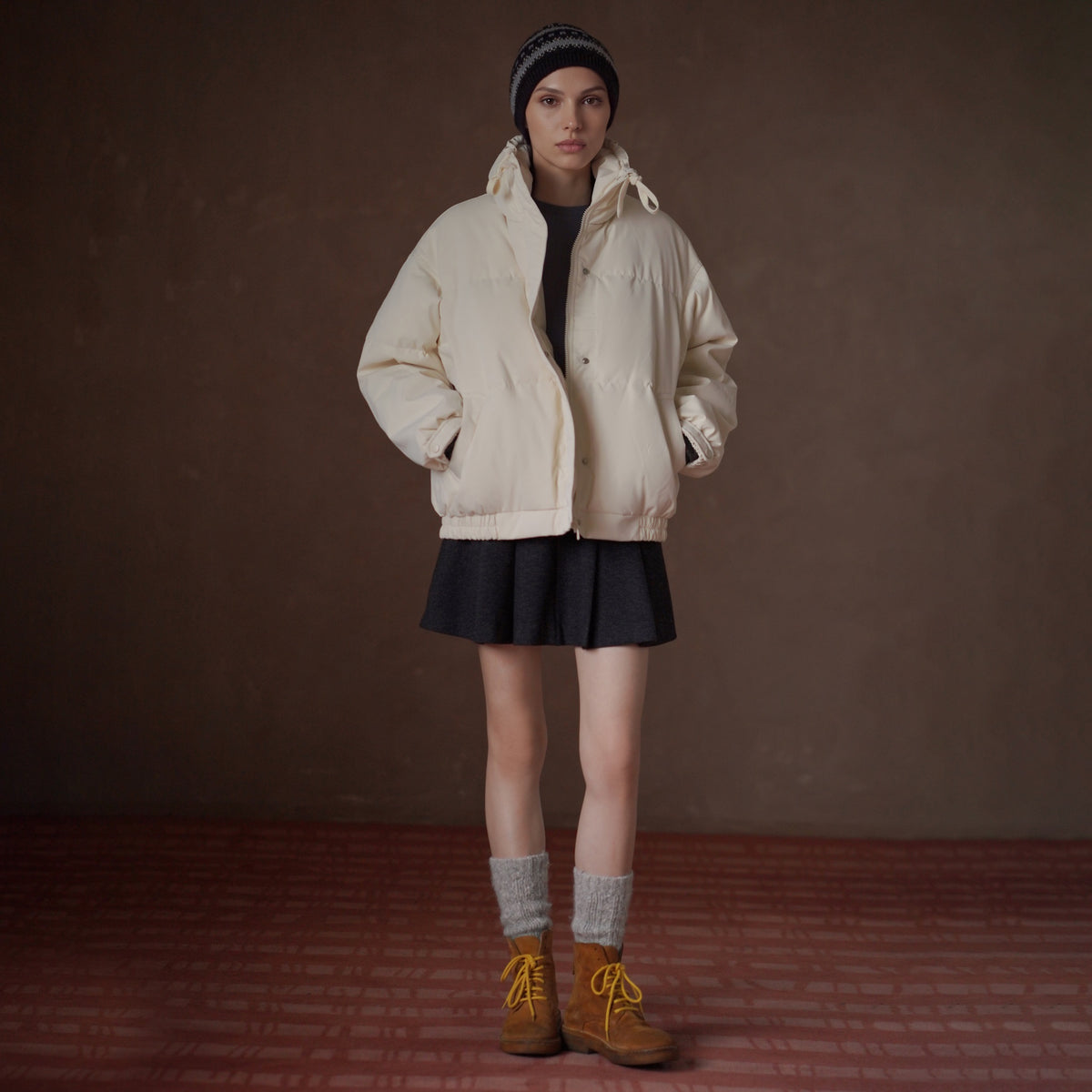 Relaxed Stand-Collar Down Jacket - by chocpi