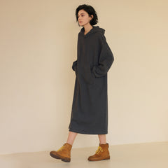 Hooded Sweatshirt Dress, Grey, view 2