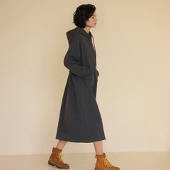 Hooded Sweatshirt Dress, Grey, view 3