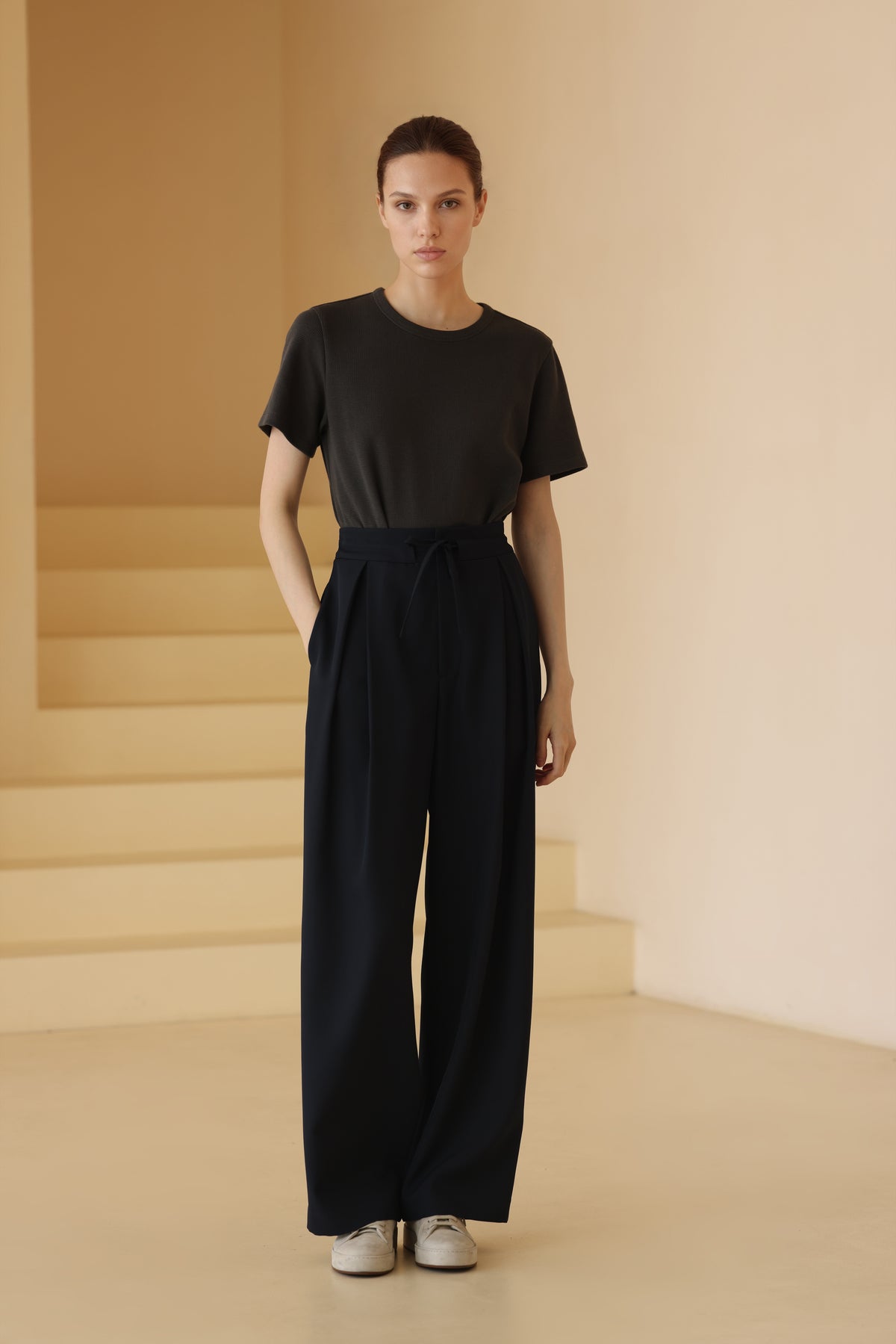 Drawstring Wide-Leg Trousers