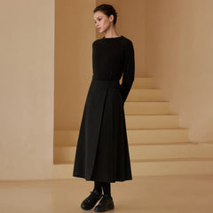 Wool-Blend Pleated Midi Skirt - by chocpi