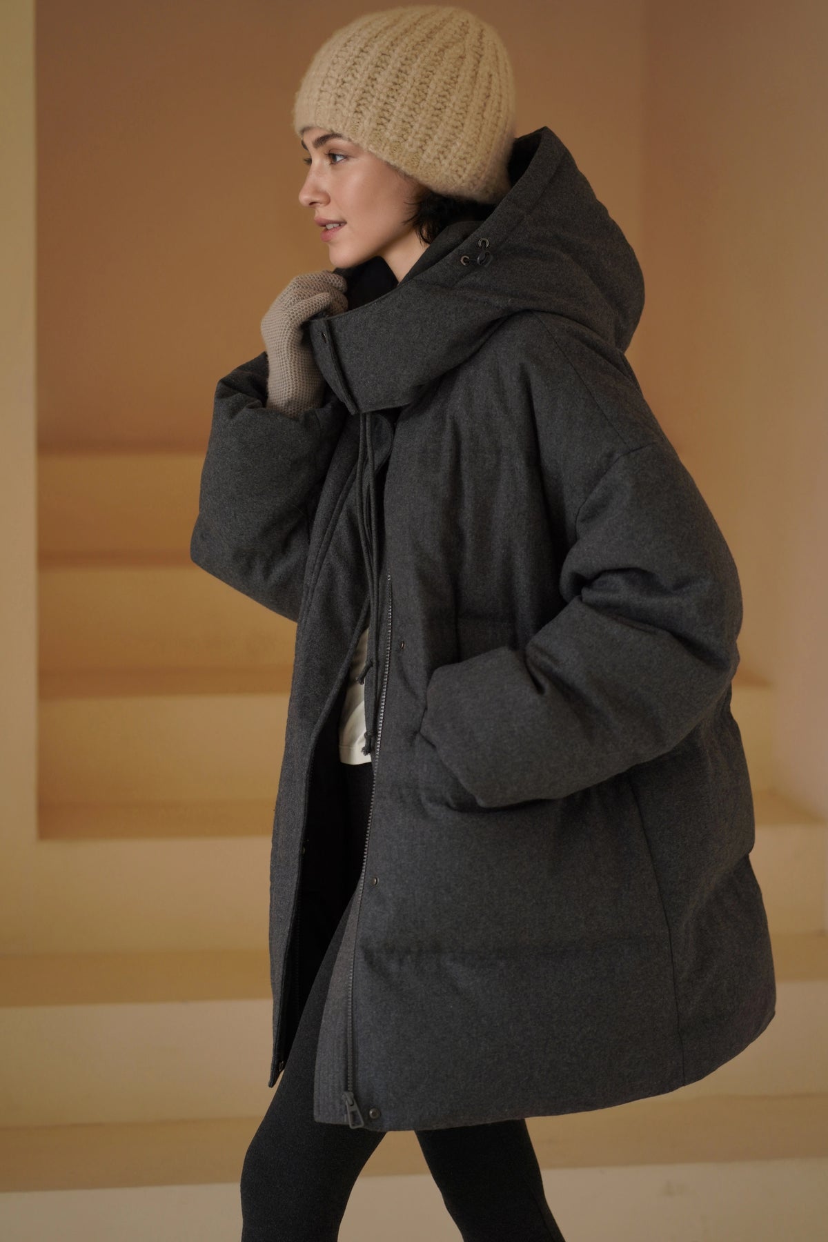 Hooded Longline Down Coat