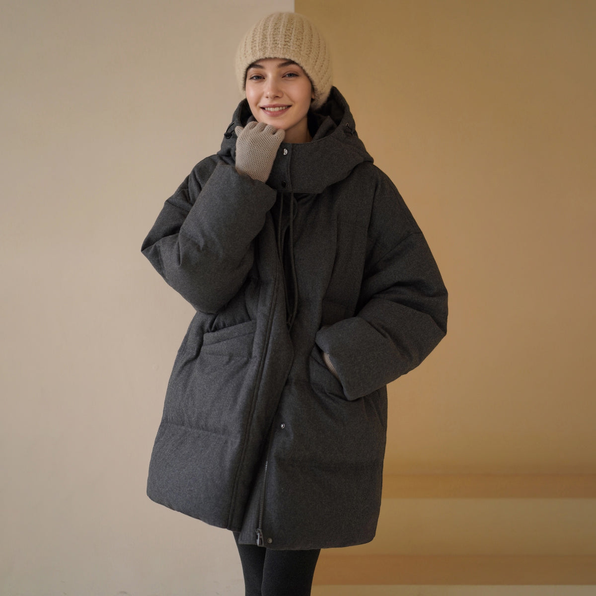 Hooded Longline Down Coat - by chocpi
