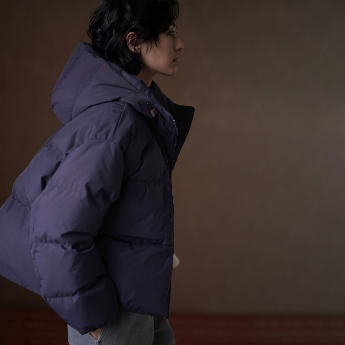 Hooded Down Puffer Jacket, Blue, view 1