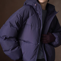 Hooded Down Puffer Jacket, Blue, view 3