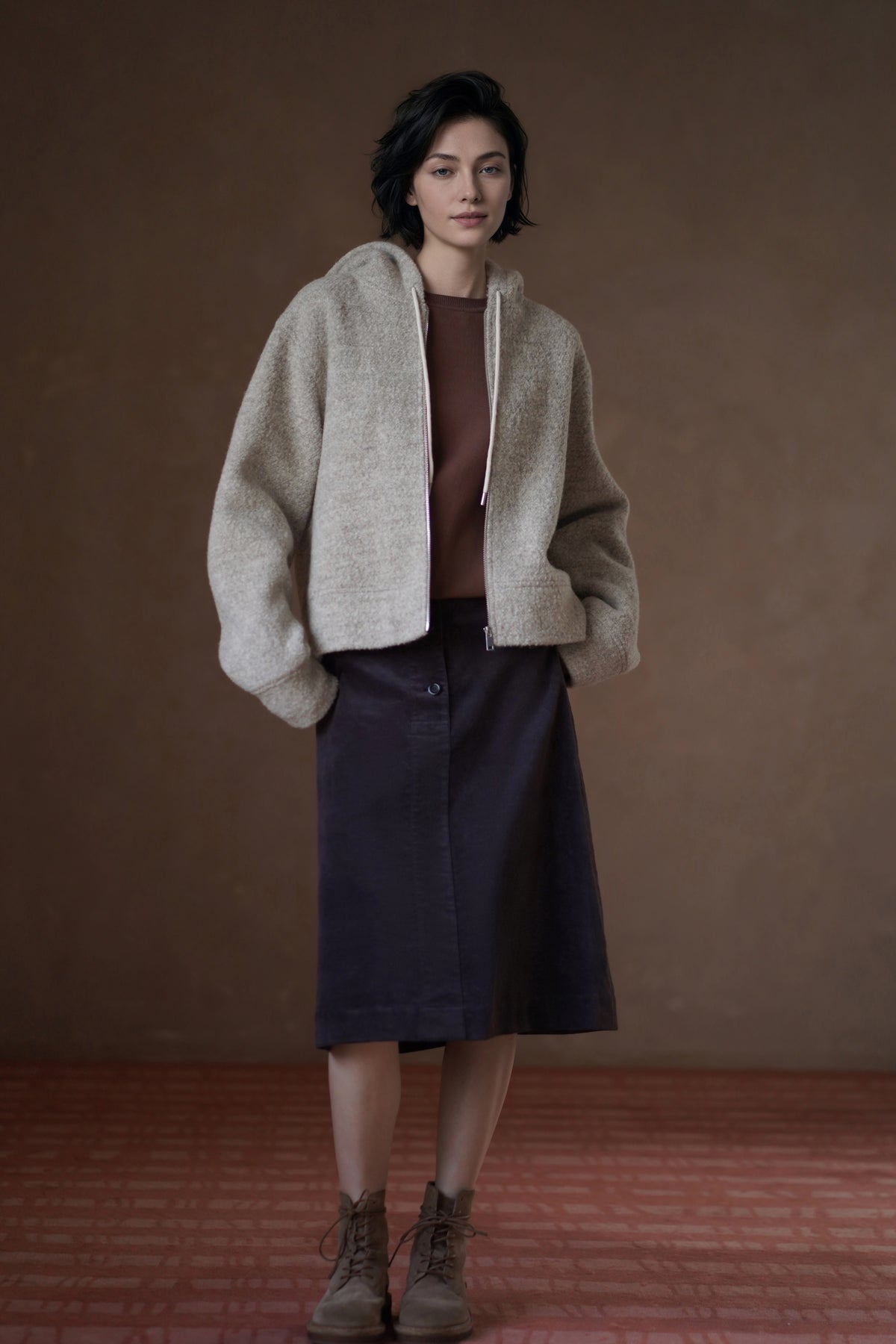 Textured Wool Hooded Jacket