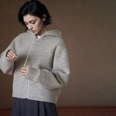 Textured Wool Zip-Up Hoodie - by chocpi