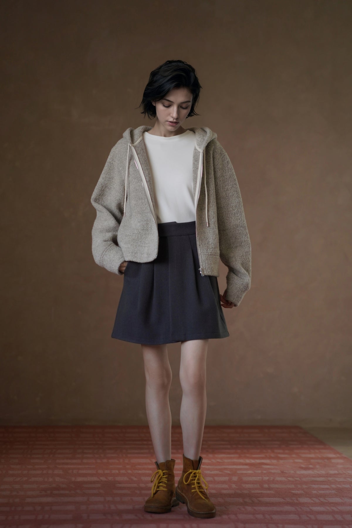 Textured Wool Hooded Jacket