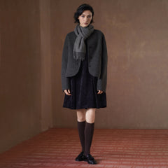 Alpaca Wool-Blend Double-Faced Coat, Grey, view 3