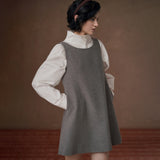 Textured Wool-Blend A-Line Mini Dress, Grey, view 1