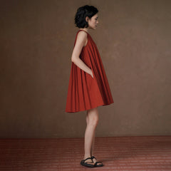 Lyocell-Blend A-Line Mini Dress - by chocpi