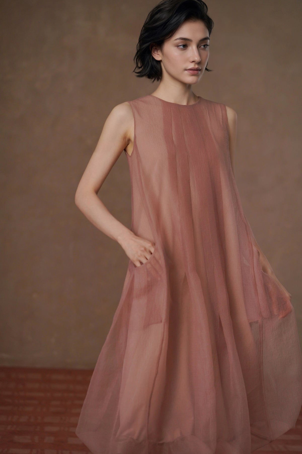 Textured A-Line Midi Dress