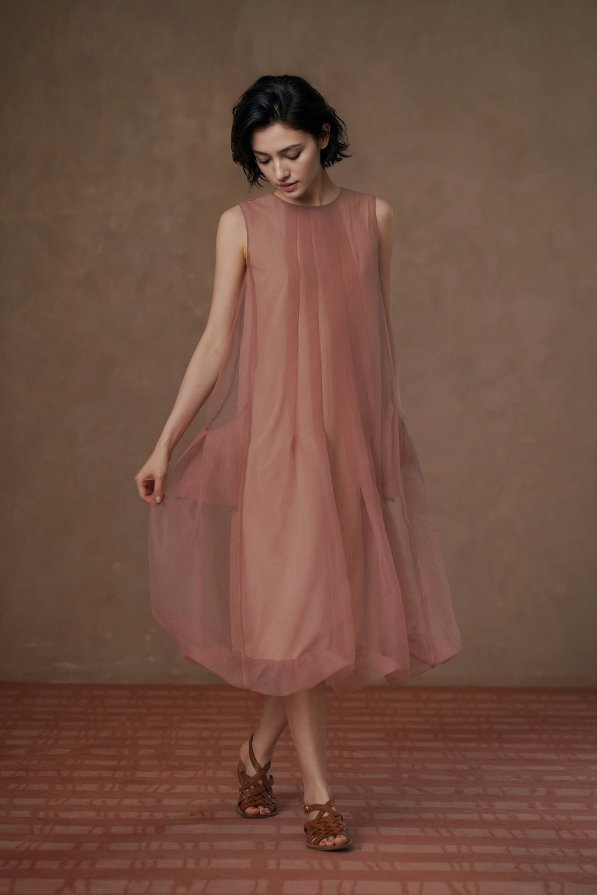 Textured A-Line Midi Dress