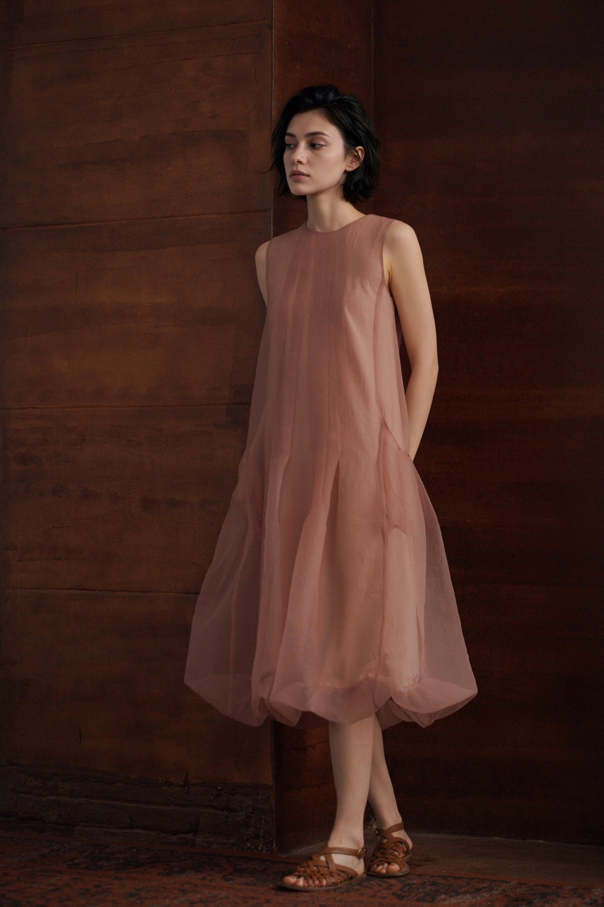 Textured A-Line Midi Dress