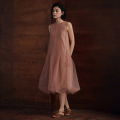 Textured A-Line Midi Dress - by chocpi