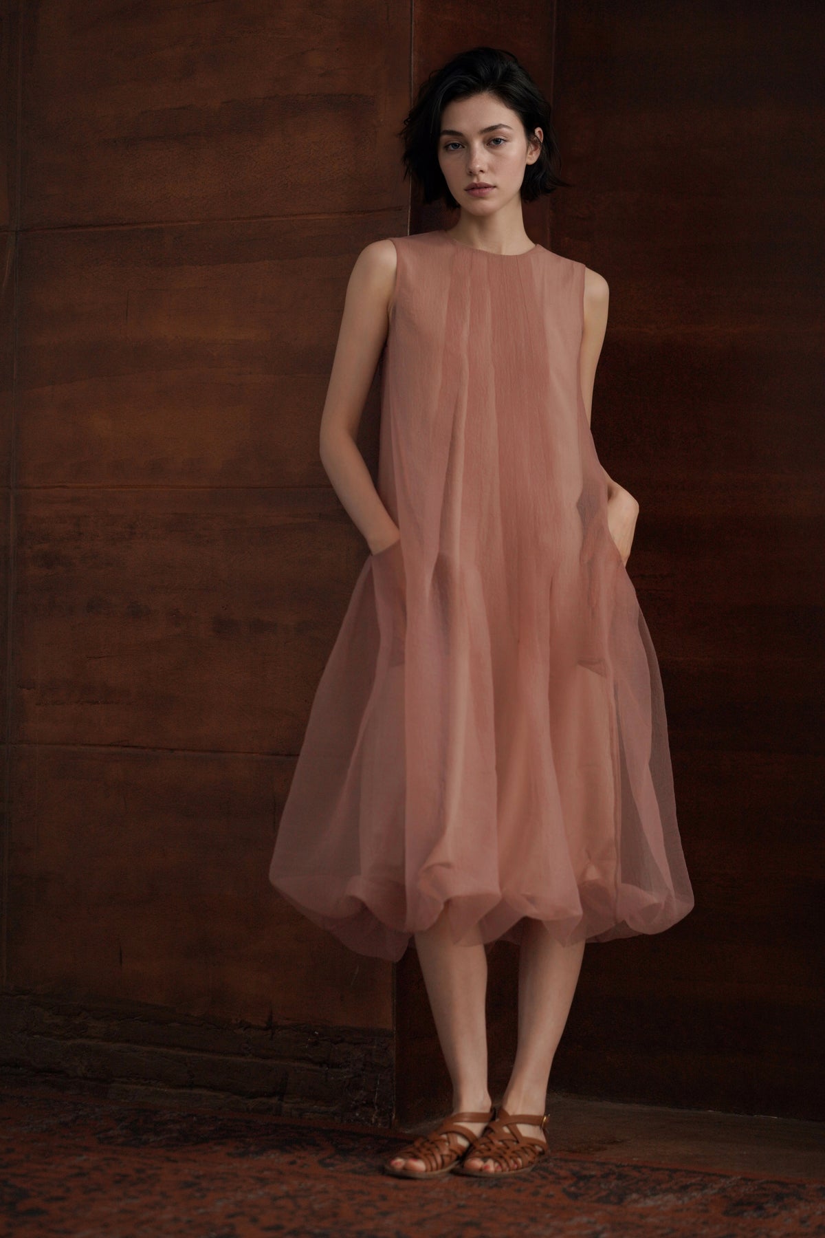 Textured A-Line Midi Dress