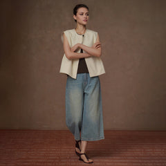 Cotton-Blend Boxy Vest - by chocpi