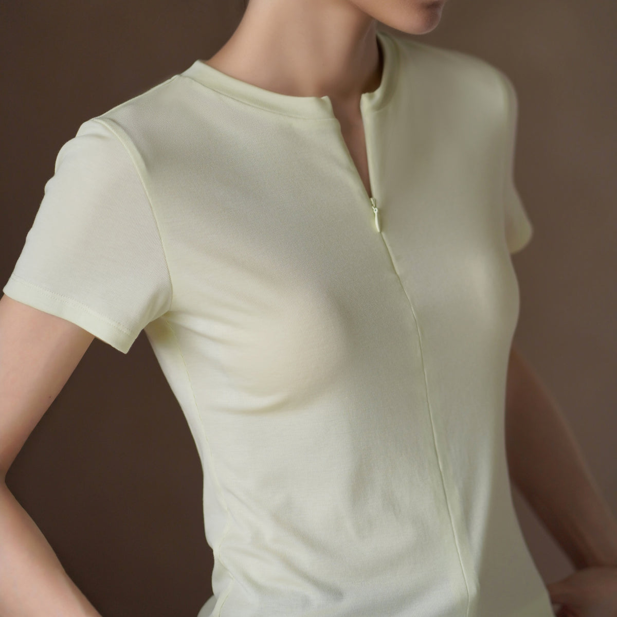 Lyocell-Blend Zip Top, Green, view 2