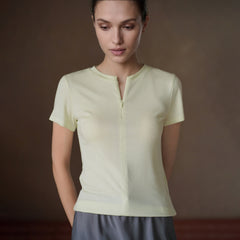 Lyocell-Blend Zip Top, Green, view 4